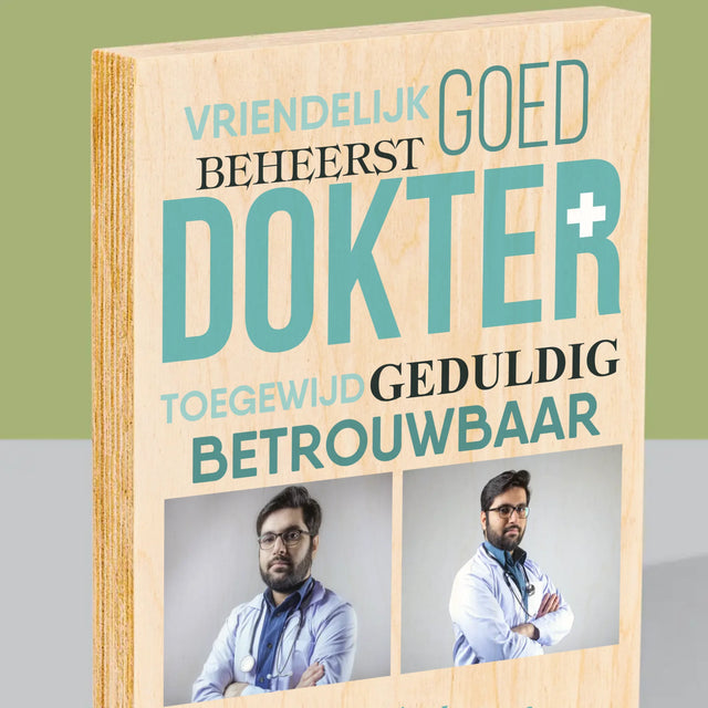 Fotocollage: Dokter Kenmerken - Afdruk Op Hout (Verticaal)