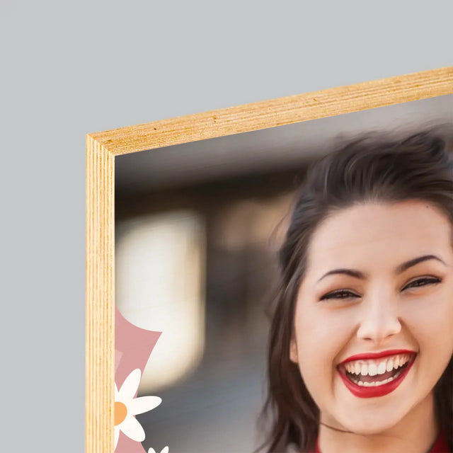 Foto En Handtekening: Geweldige Kleuterjuf - Afdruk Op Hout (Verticaal)