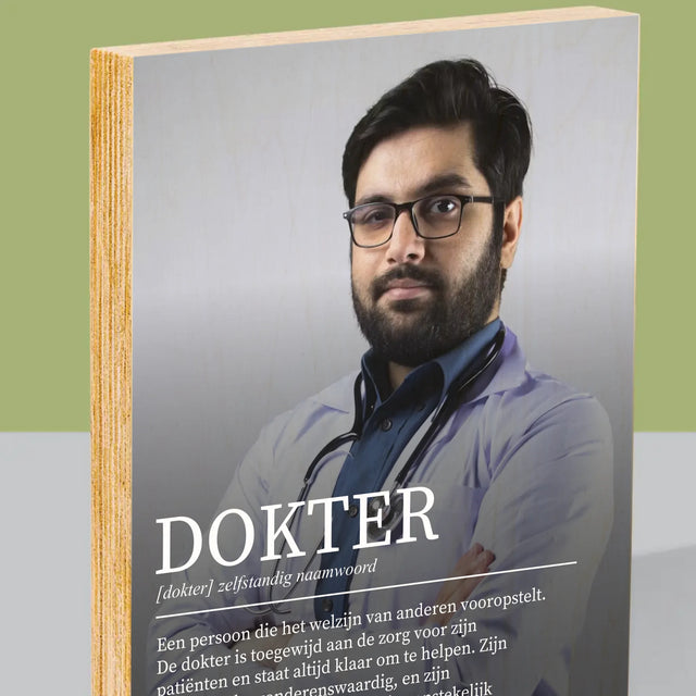 Foto En Handtekening: Dokter Definitie - Afdruk Op Hout (Verticaal)