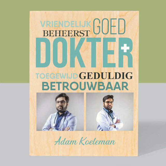 Fotocollage: Dokter Kenmerken - Afdruk Op Hout (Verticaal)