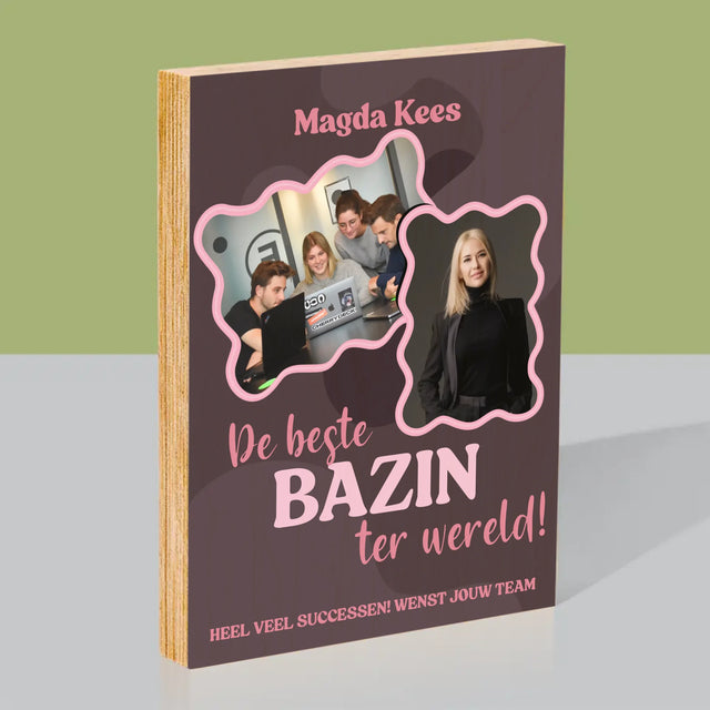 Fotocollage: De Beste Bazin - Afdruk Op Hout (Verticaal)