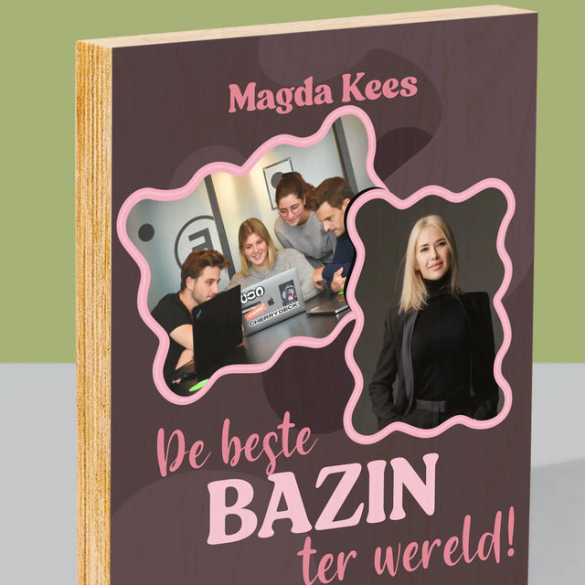 Fotocollage: De Beste Bazin - Afdruk Op Hout (Verticaal)