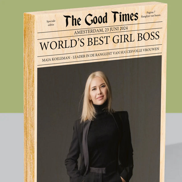 Omslag Van Tijdschrift: World’S Best Girl Boss - Afdruk Op Hout (Verticaal)
