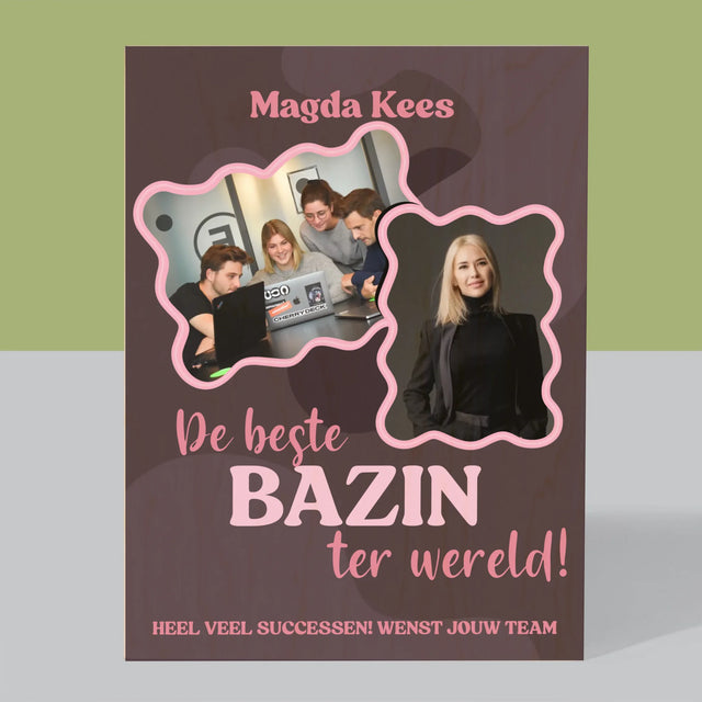 Fotocollage: De Beste Bazin - Afdruk Op Hout (Verticaal)