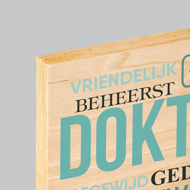 Fotocollage: Dokter Kenmerken - Afdruk Op Hout (Verticaal)