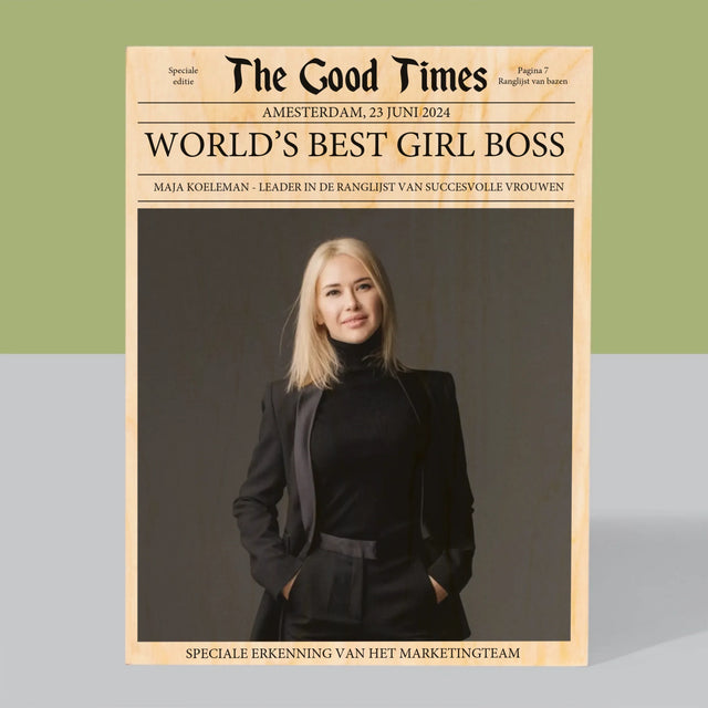 Omslag Van Tijdschrift: World’S Best Girl Boss - Afdruk Op Hout (Verticaal)