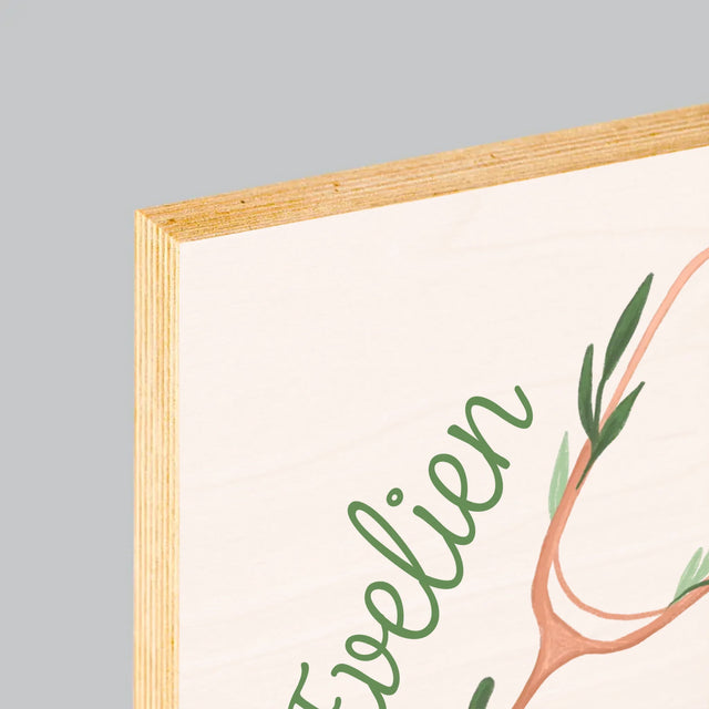 Foto En Handtekening: Stethoscoop Bloemen - Afdruk Op Hout (Verticaal)