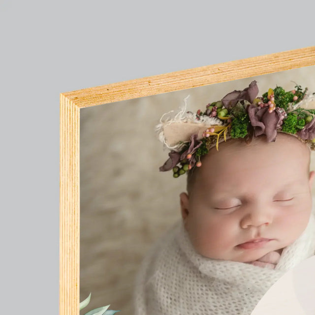 Foto En Handtekening: Bedankt Aan De Vroedvrouw - Afdruk Op Hout (Verticaal)