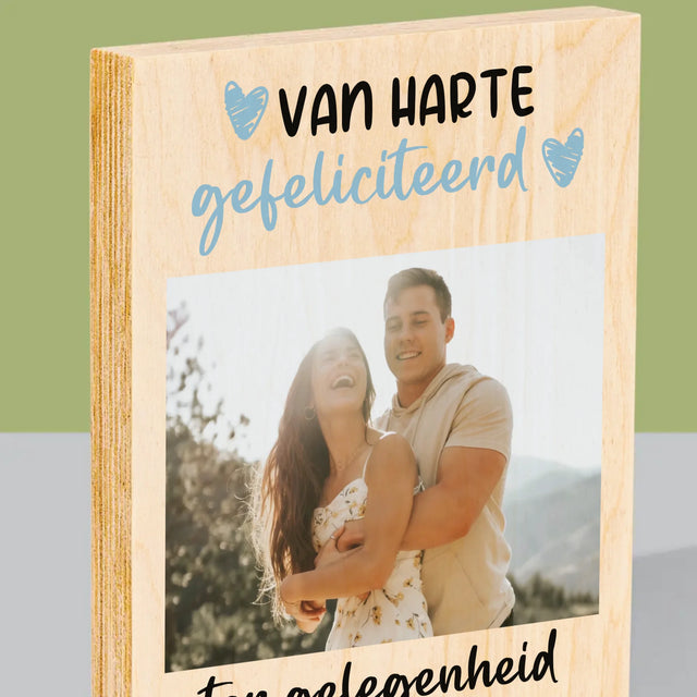 Foto En Handtekening: Wensen Voor Mannendag - Afdruk Op Hout (Verticaal)