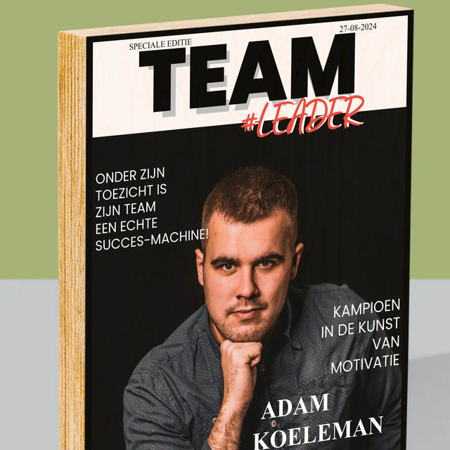 Omslag Van Tijdschrift: Team Leader - Afdruk Op Hout (Verticaal)