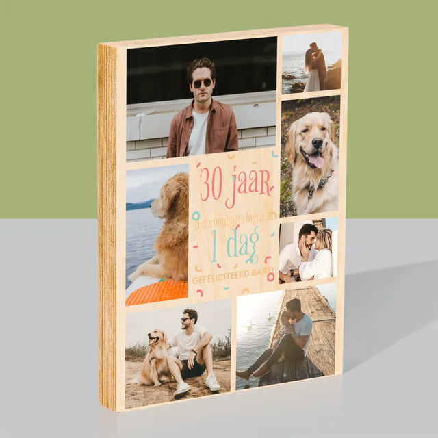 Fotocollage: 30 Jaar Voorbij - Afdruk Op Hout (Verticaal)