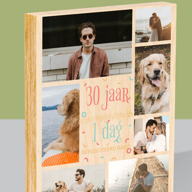 Fotocollage: 30 Jaar Voorbij - Afdruk Op Hout (Verticaal)