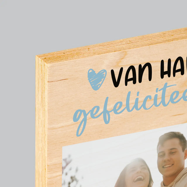 Foto En Handtekening: Wensen Voor Mannendag - Afdruk Op Hout (Verticaal)