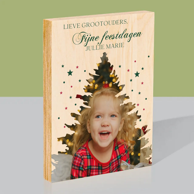 Vorm Van Foto'S: Kerstboom, Feestdagen - Afdruk Op Hout (Verticaal)