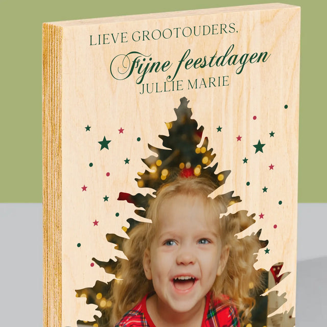 Vorm Van Foto'S: Kerstboom, Feestdagen - Afdruk Op Hout (Verticaal)