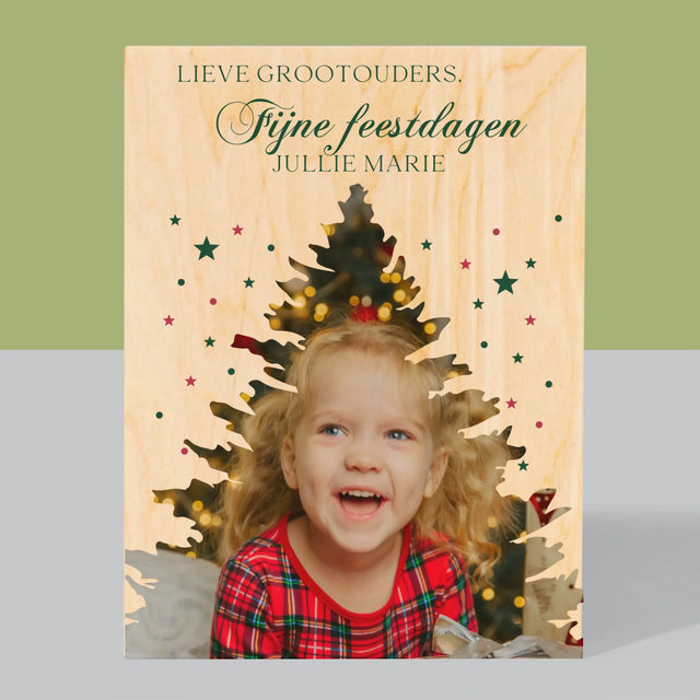 Vorm Van Foto'S: Kerstboom, Feestdagen - Afdruk Op Hout (Verticaal)