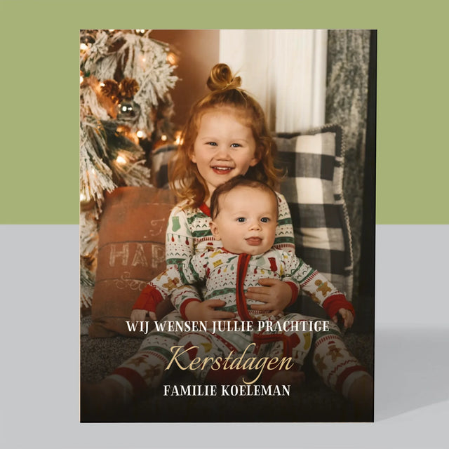 Foto En Handtekening: Prettige Feestdagen - Afdruk Op Hout (Verticaal)