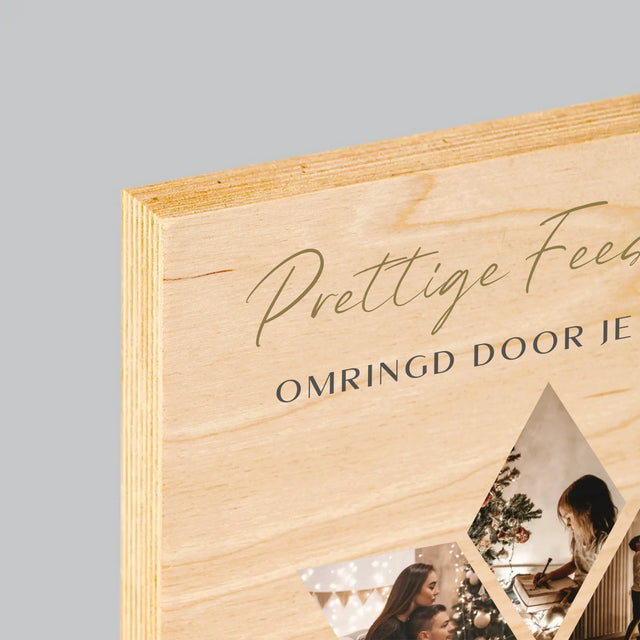 Fotocollage: Prachtige Feestdagen, Ster - Afdruk Op Hout (Verticaal)