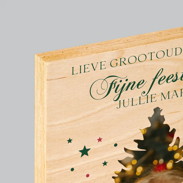 Vorm Van Foto'S: Kerstboom, Feestdagen - Afdruk Op Hout (Verticaal)