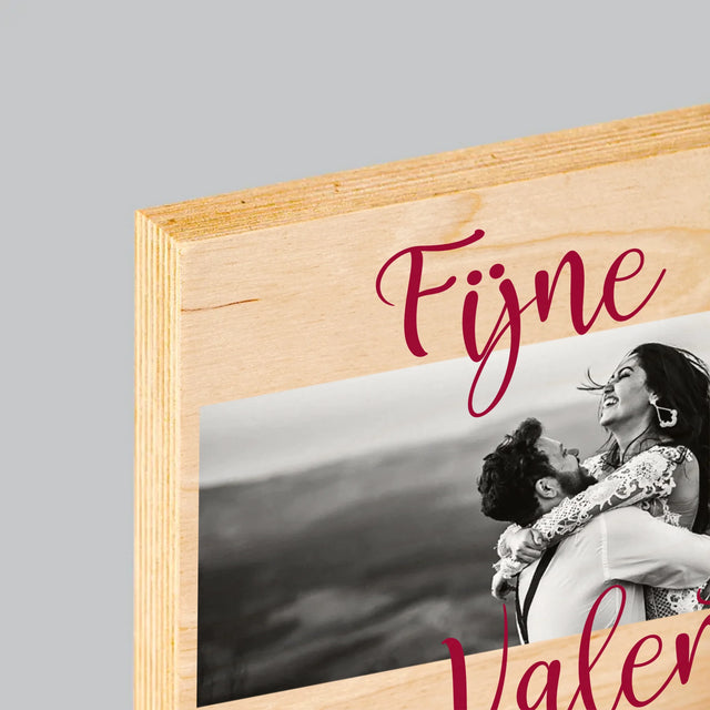 Fotocollage: Fijne Valentijn - Afdruk Op Hout (Verticaal)