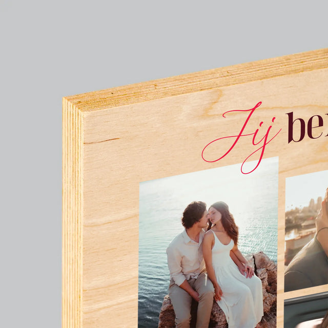 Fotocollage: Jij Bent Mijn Happy End - Afdruk Op Hout (Verticaal)