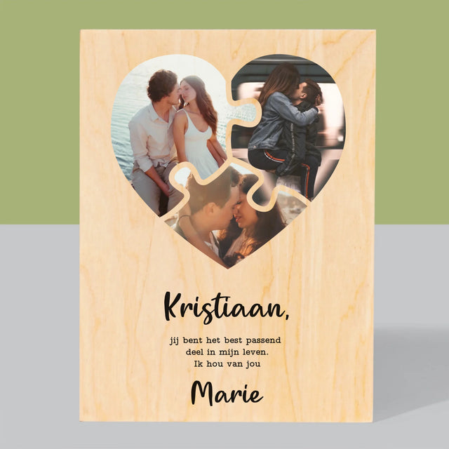 Fotocollage: Valentijn Puzzel - Afdruk Op Hout (Verticaal)