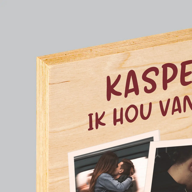 Fotocollage: Ik Hou Van Jou Om Wie Je Bent - Afdruk Op Hout (Verticaal)