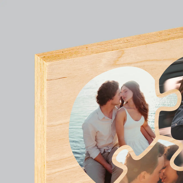 Fotocollage: Valentijn Puzzel - Afdruk Op Hout (Verticaal)