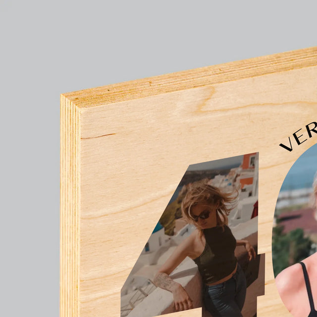 Woord Van Foto'S: 40E Verjaardag Mooie Momenten - Afdruk Op Hout (Verticaal)