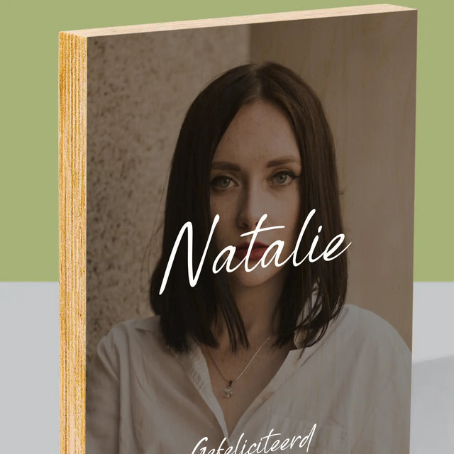 Foto En Handtekening: 40E Verjaardag, Gefeliciteerd - Afdruk Op Hout (Verticaal)