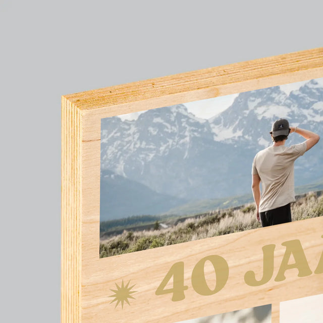 Fotocollage: 40 Jaar Lang Een Legende - Afdruk Op Hout (Verticaal)