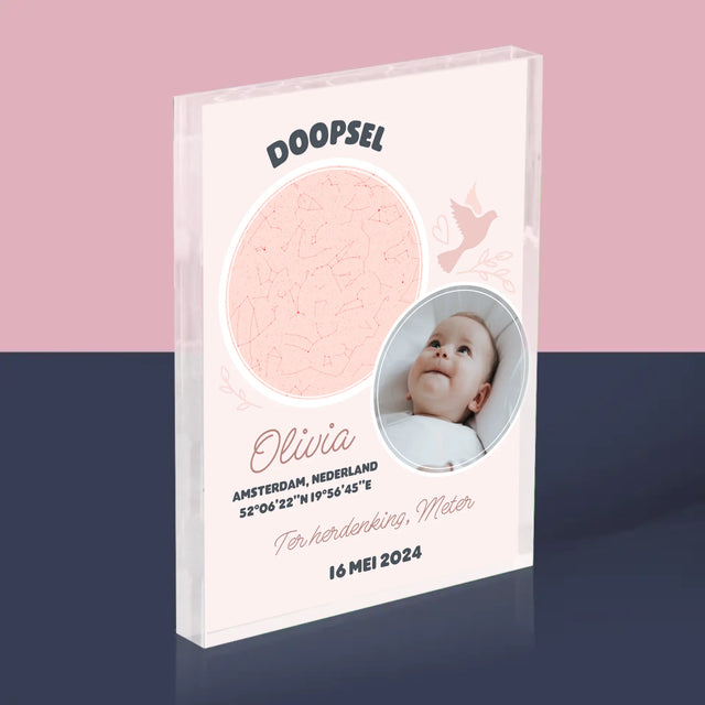 Starrenkaart: Doopsel - Acryl Blok