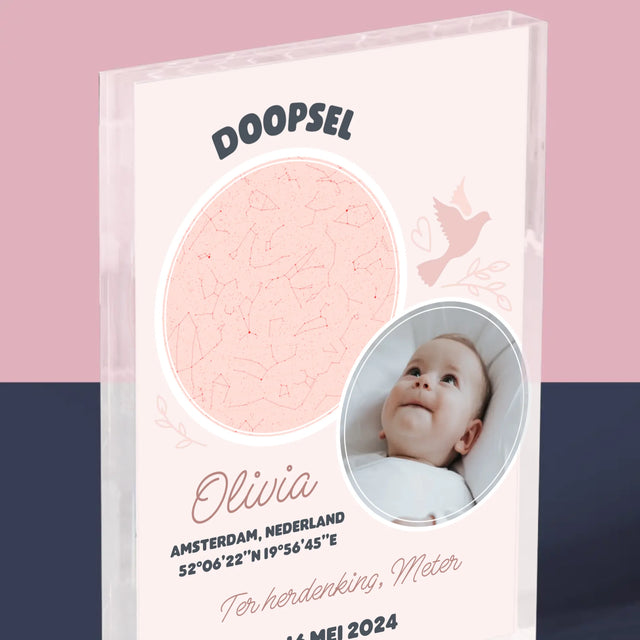 Starrenkaart: Doopsel - Acryl Blok
