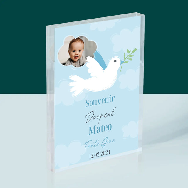 Foto En Handtekening: Souvenir Doopsel - Acryl Blok