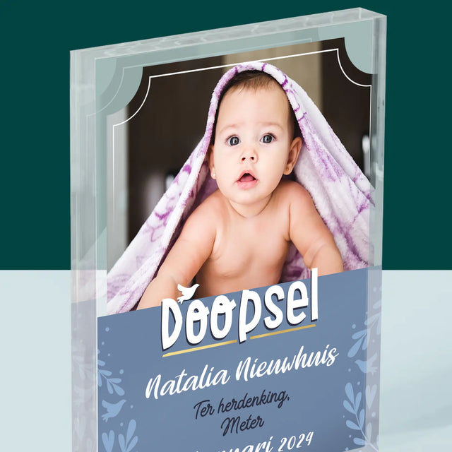 Foto En Handtekening: Doopsel - Acryl Blok
