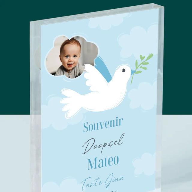 Foto En Handtekening: Souvenir Doopsel - Acryl Blok