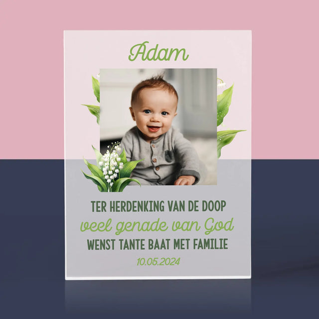 Foto En Handtekening: Ter Herdenking Van De Doop, Lelietje-Van-Dalen - Acryl Blok