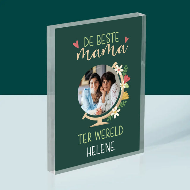 Foto En Handtekening: De Beste Mama Ter Wereld - Acryl Blok