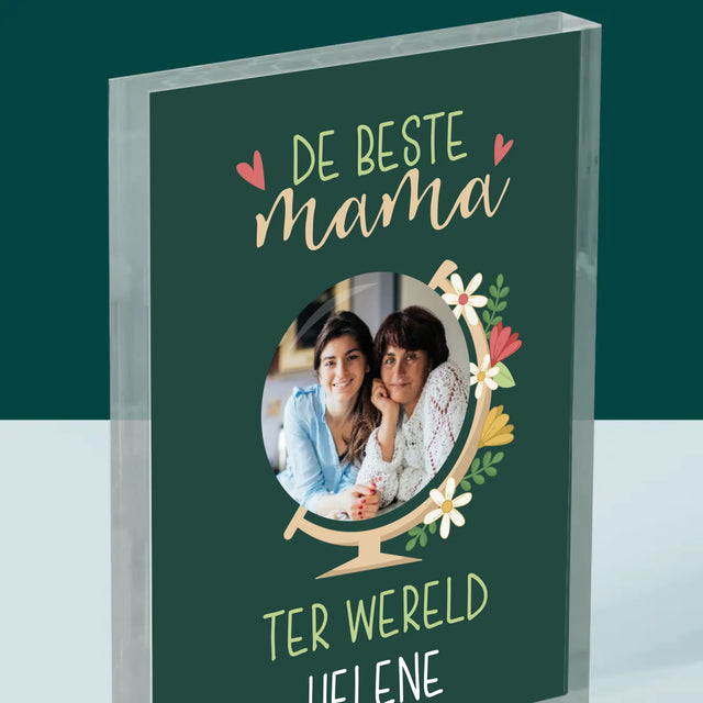 Foto En Handtekening: De Beste Mama Ter Wereld - Acryl Blok