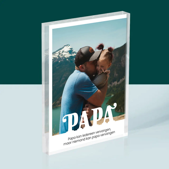 Foto En Handtekening: Onvervangbare Papa, Toewijding - Acryl Blok