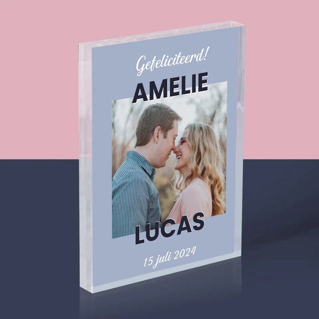 Foto En Handtekening: Huwelijkswensen - Acryl Blok