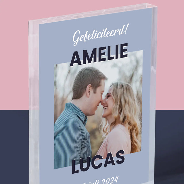 Foto En Handtekening: Huwelijkswensen - Acryl Blok