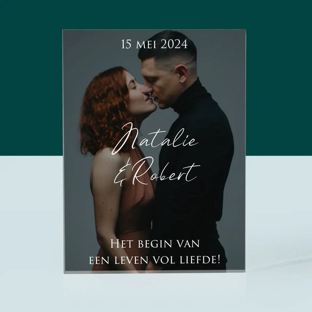 Foto En Handtekening: Trouwfoto Met Wensen - Acryl Blok