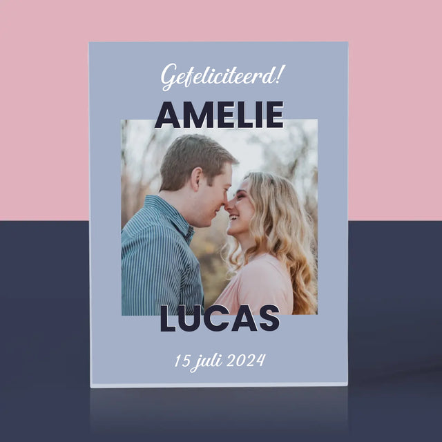 Foto En Handtekening: Huwelijkswensen - Acryl Blok