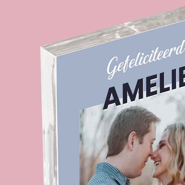 Foto En Handtekening: Huwelijkswensen - Acryl Blok