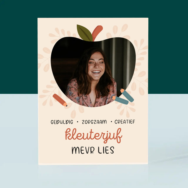 Foto En Handtekening: Kleuterjuf - Acryl Blok