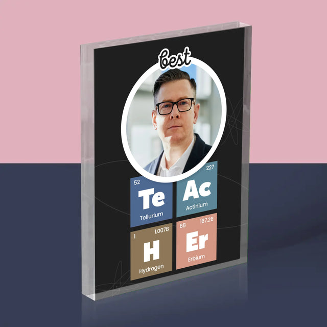 Foto En Handtekening: Teacher Chemische Elementen - Acryl Blok