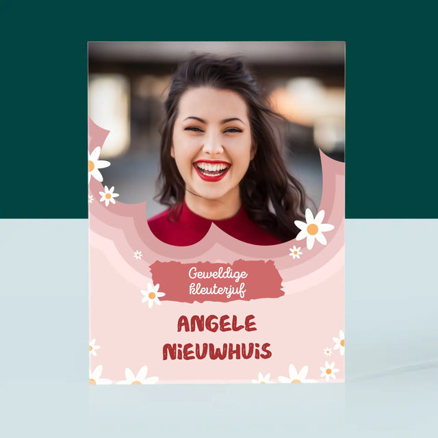 Foto En Handtekening: Geweldige Kleuterjuf - Acryl Blok