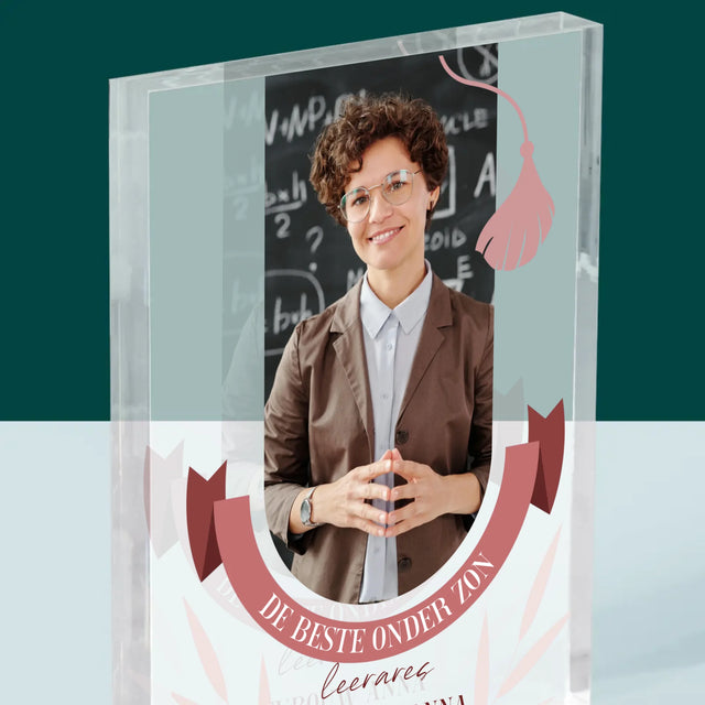 Foto En Handtekening: De Beste Leerares Onder Zon - Acryl Blok