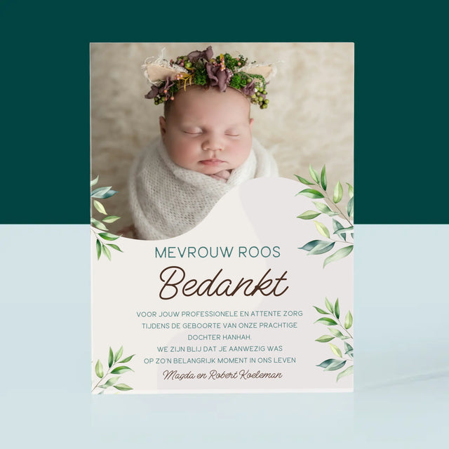 Foto En Handtekening: Bedankt Aan De Vroedvrouw - Acryl Blok